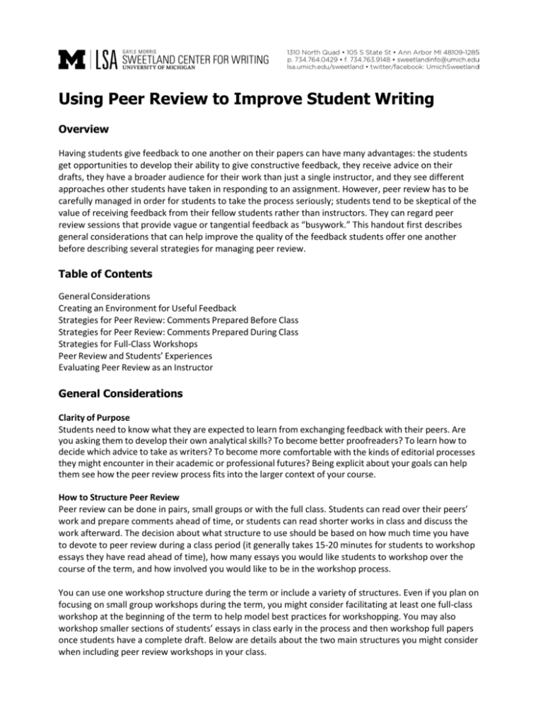 how to do a peer review of an essay