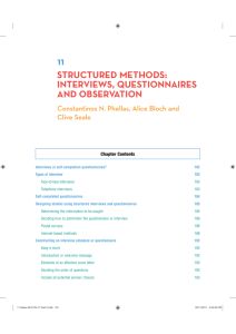 structured methods: interviews, questionnaires and observation