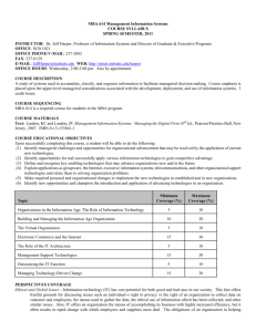 MBA 614 Management Information Systems COURSE SYLLABUS