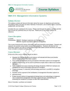 MBA 515: Management Information Systems