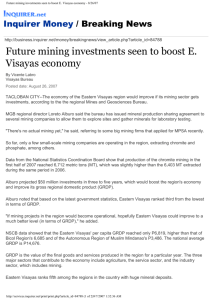 Future mining investments seen to boost E. Visayas economy