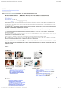 IndiGo airlines taps Lufthansa Philippines' maintenance services