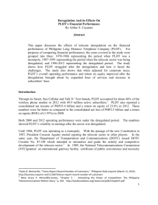 Deregulation And its Effects On PLDT's Financial Performance By