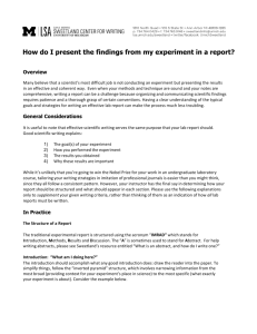 How do I present the findings from my experiment in a report?