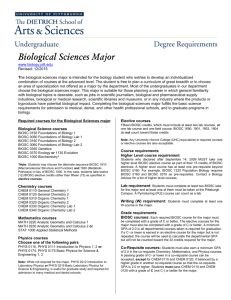 Biological Sciences Major - University of Pittsburgh