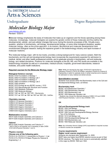 Molecular Biology Major - University of Pittsburgh