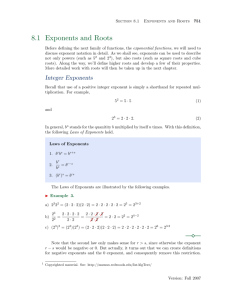 Section 1: Exponents and Roots