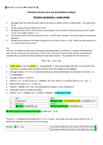 Chemistry 91161 Carry out quantitative analysis Titration calculations