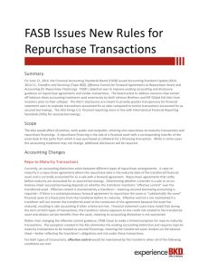 FASB Issues New Rules for Repurchase Transactions