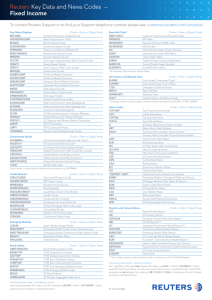 Reuters Key Data and News Codes – Fixed Income