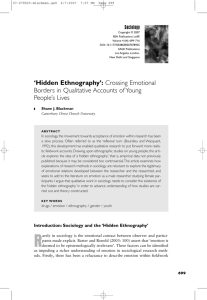 'Hidden Ethnography': Crossing Emotional Borders in Qualitative