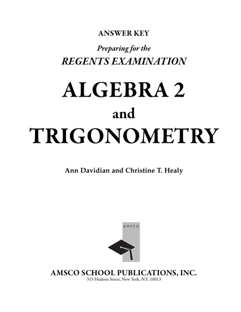 55  Algebra 2 trigonometry topical review book answer key from Famous authors