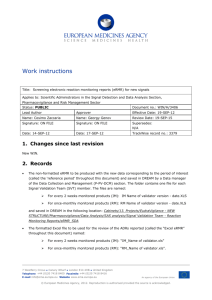 Work instructions on screening electronic reaction monitoring reports