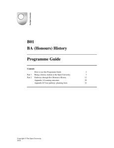 B01 BA (Honours) History Programme Guide