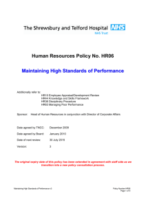 Human Resources Policy No. HR06 Maintaining High Standards of