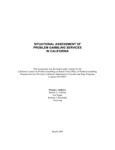 situational assessment of problem gambling services in california