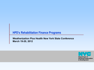 HPD's Rehabilitation Finance Programs