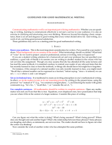 GUIDELINES FOR GOOD MATHEMATICAL WRITING