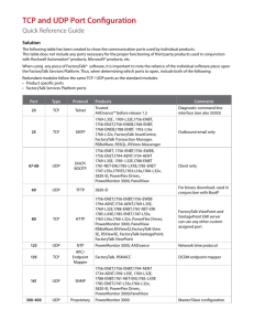 TCP and UDP Port Configuration