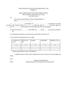 “THE CENTRAL SALES TAX (ASSAM) RULES, 1957 FORM