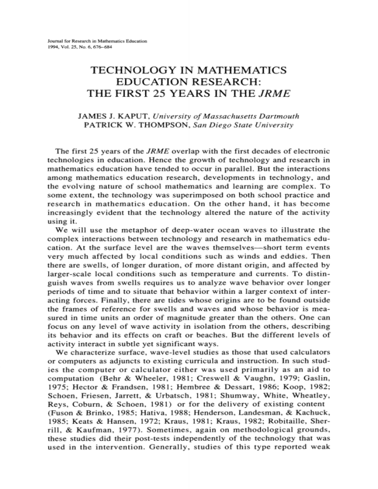 research on technology in mathematics education a perspective of constructs