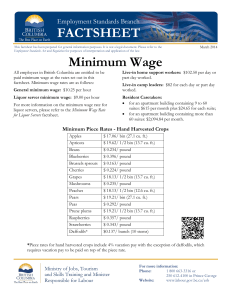 Minimum Wage in BC - Ministry of Labour