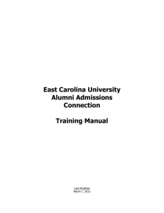East Carolina University Alumni Admissions Connection Training