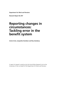 Reporting changes in circumstances: Tackling error in the benefit
