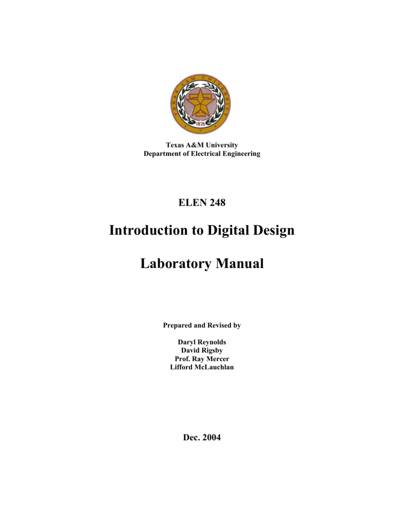 ELEN 248 Introduction to Digital Design Laboratory Manual