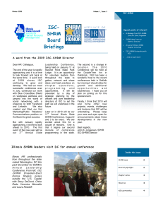 ISC-SHRM Newsletter Winter 2009