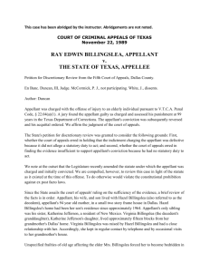 RAY EDWIN BILLINGSLEA, APPELLANT v. THE STATE OF TEXAS
