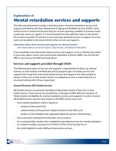 Explanation of mental retardation services and