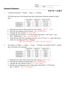 Rate Law Worksheet 2