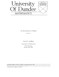 An Introduction to Matlab David F. Griffiths