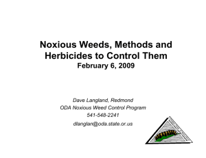 Noxious Weeds, Methods and , Herbicides to Control Them