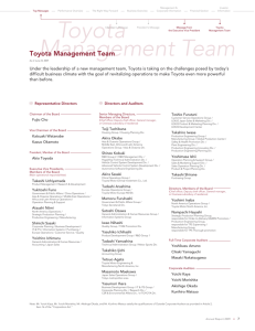 Annual Report 2009 Toyota Management Team
