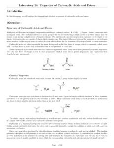 Laboratory 24: Properties of Carboxylic Acids and Esters