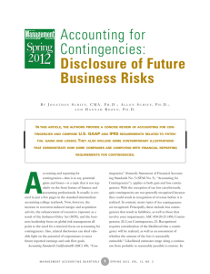 Disclosure of Future Business Risks