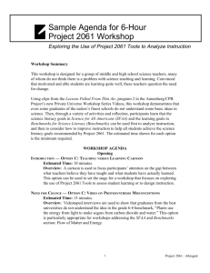 Sample Agenda for 6 Hour Project 2061 Workshop