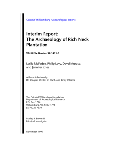 Interim Report: The Archaeology of Rich Neck Plantation
