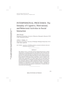 INTERPERSONAL PROCESSES: The Interplay of Cognitive