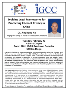 Evolving Legal Frameworks for Protecting Internet Privacy in China