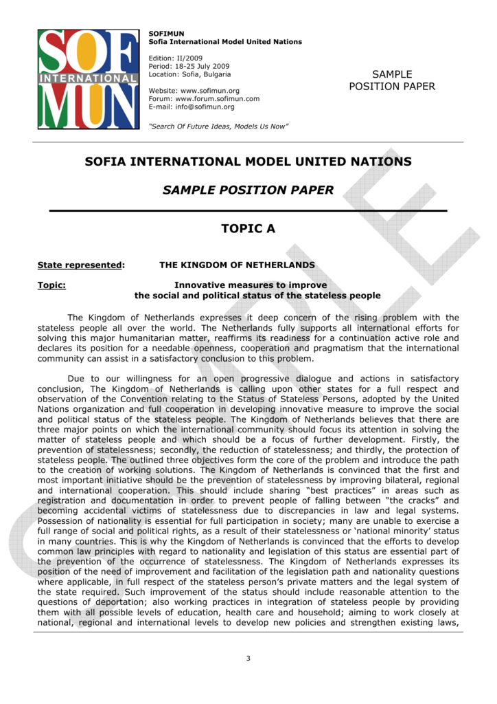 Model Un Position Paper Example Floss Papers