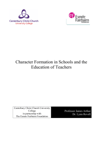 Character Formation in Schools and the Education of