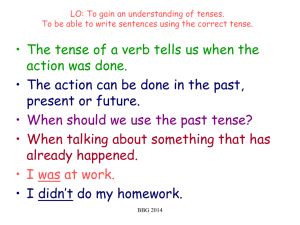 LO: To gain an understanding of tenses. To be able to write