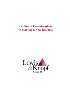 Outline of Considerations in Starting a New Business
