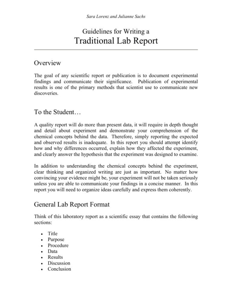 discussion of a lab report example
