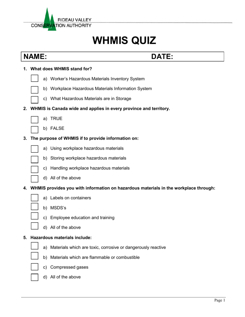 whmis test ontario