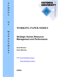 Strategic Human Resource Management and Performance