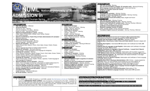 NUML National University of Modern Languages ADMISSION in